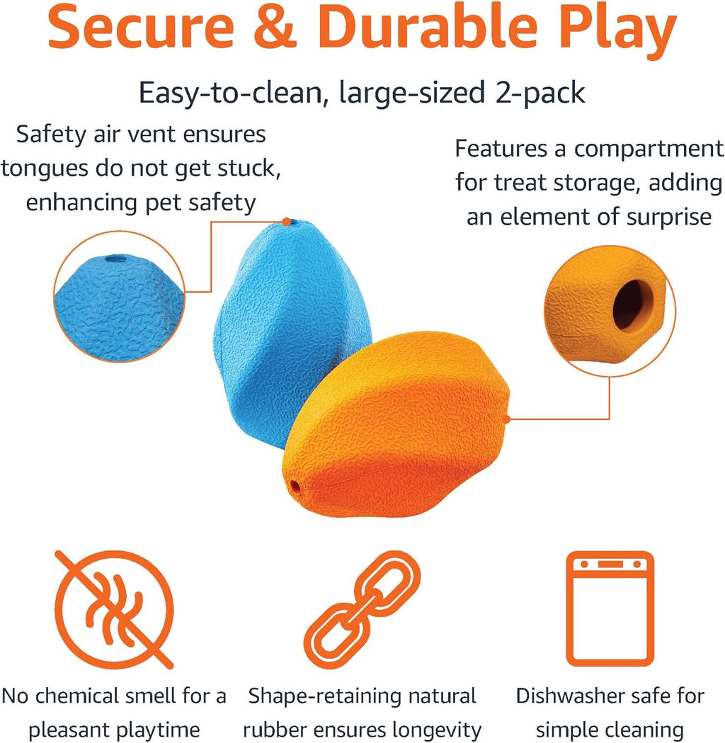 Interactive Dog Treat Dispensing Enrichment Chew Toy, Large, Multi Color, 2-Pack