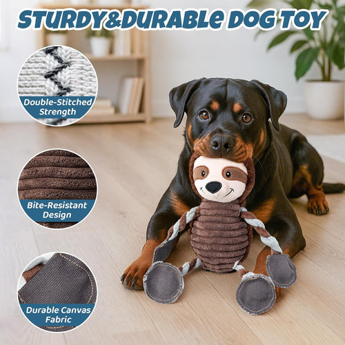 Squeaky Dog Toy for Small Medium Large Dogs – Plush Dog Chew Toy with 5 Squeakers, Interactive and Durable Pet Toy for Chewing and Playing